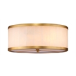 Maklaine Alabaster and Brass Flush Mount Ceiling Light in White/Large