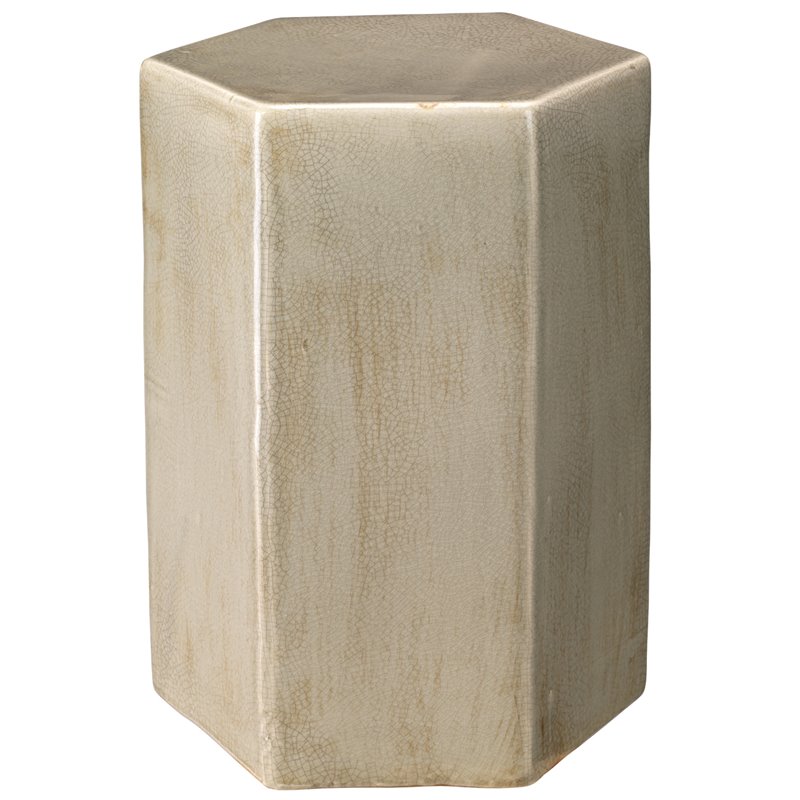 Maklaine Geometric Ceramic Accent Side Table in Pistachio Brass