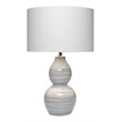 Maklaine Double Gourd Ceramic Table Lamp With Linen Shade in White/Blue