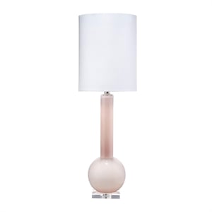 Maklaine Modern Glass Table Lamp With Linen Shade in Petal Pink