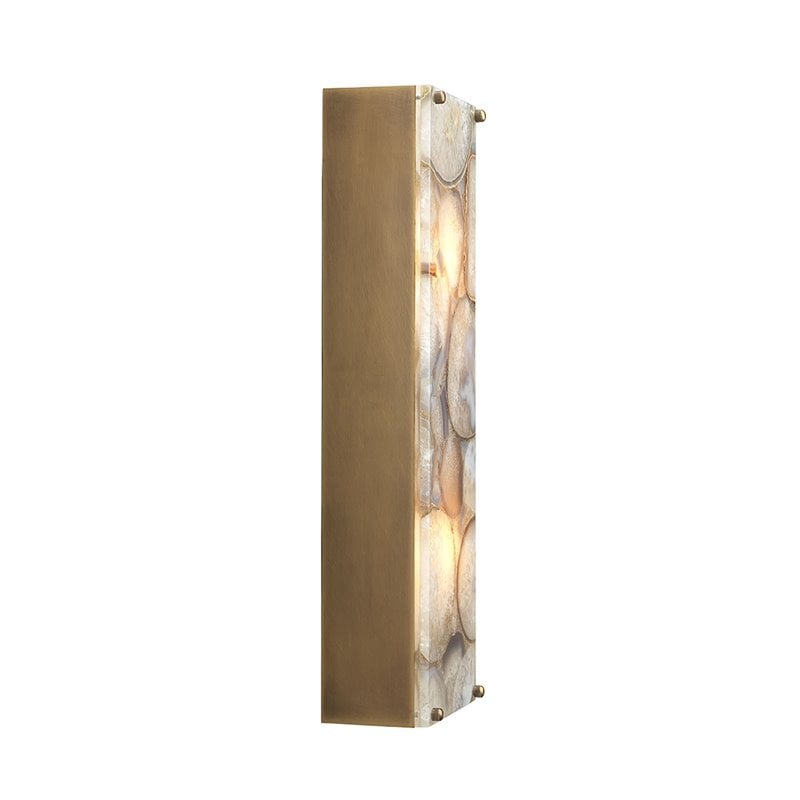 Maklaine Natural Agate Stone and Resin Wall Sconce in Antique Brass