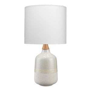 Maklaine Mid-Century Ceramic and Wood Table Lamp in Cream/Light Blue