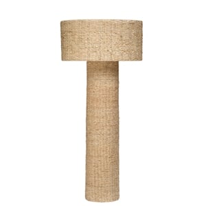 Maklaine Handwoven Cornstraw Floor Lamp With Cornhusk Drum Shade in Natural