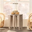 Maklaine Hand-Carved Mango Wood Side Table With Etched Top in Natural