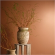 Maklaine Hand-Carved Mango Wood Side Table With Etched Top in Natural
