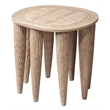 Maklaine Hand-Carved Mango Wood Side Table With Etched Top in Natural