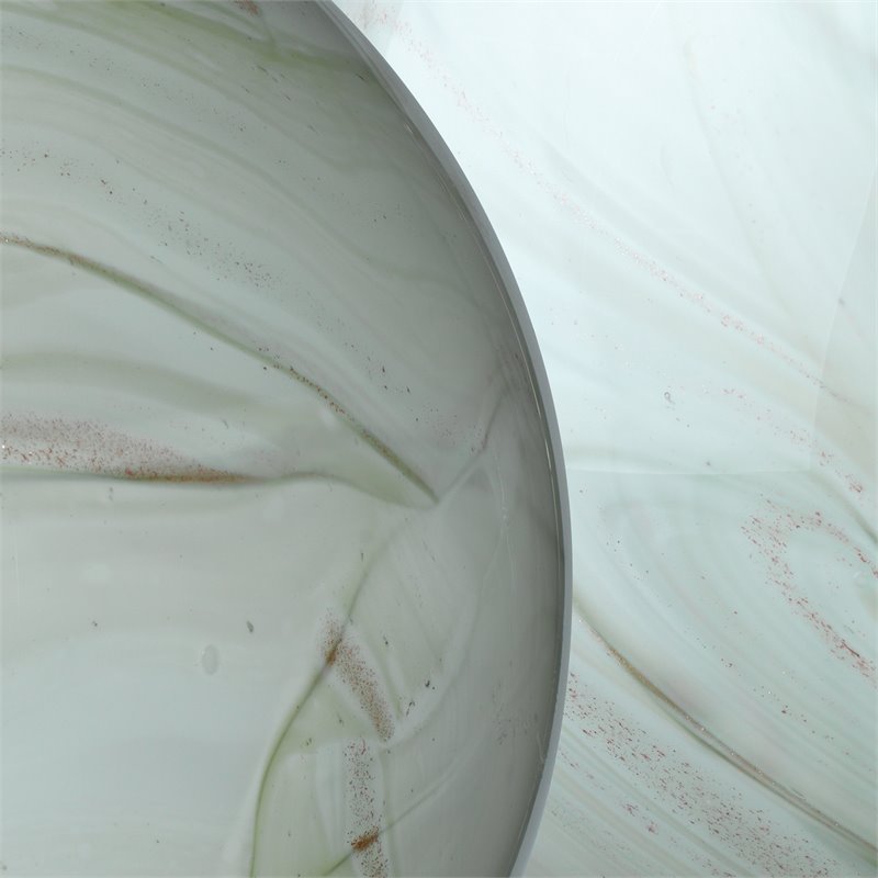 Maklaine Contemporary Handblown Glass Decorative Orb in Sage Green Swirl