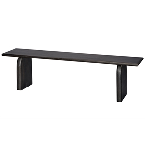 Maklaine Contemporary Hand-Carved Mango Wood Minimalist Bench in Natural
