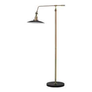 Maklaine Mid-Century Adjustable Metal Floor Lamp in Antique Brass