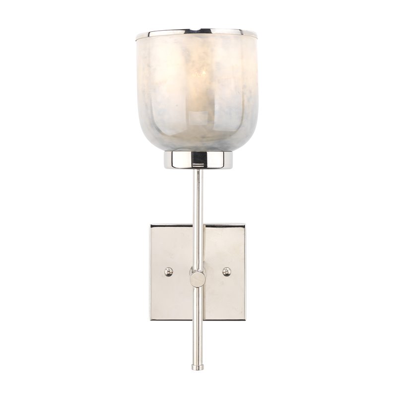 Maklaine Hand-Blown Ombre Glass Wall Sconce in Opal and Nickel