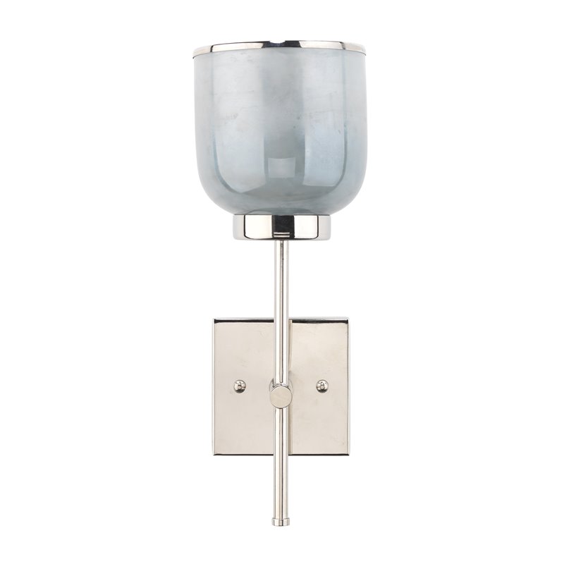 Maklaine Hand-Blown Ombre Glass Wall Sconce in Opal and Nickel
