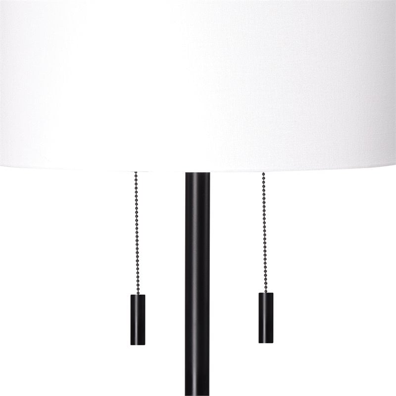 Maklaine 2-Light Metal Floor Lamp With Drum Shade in Matte Black