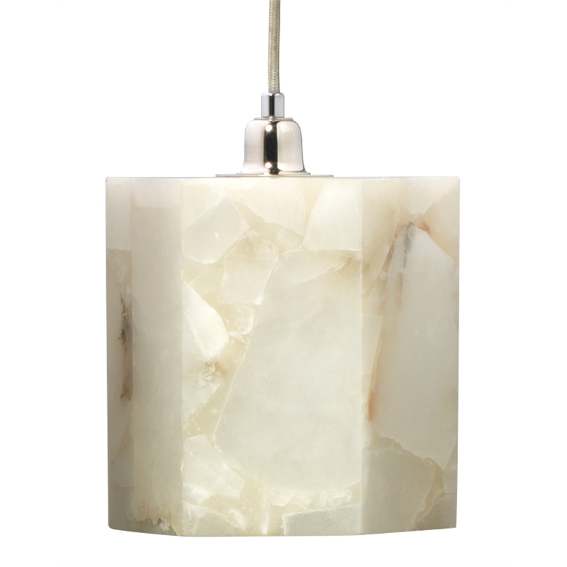 Maklaine Natural Alabaster Stone Hexagon Pendant Light in White