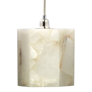 Maklaine Natural Alabaster Stone Hexagon Pendant Light in White
