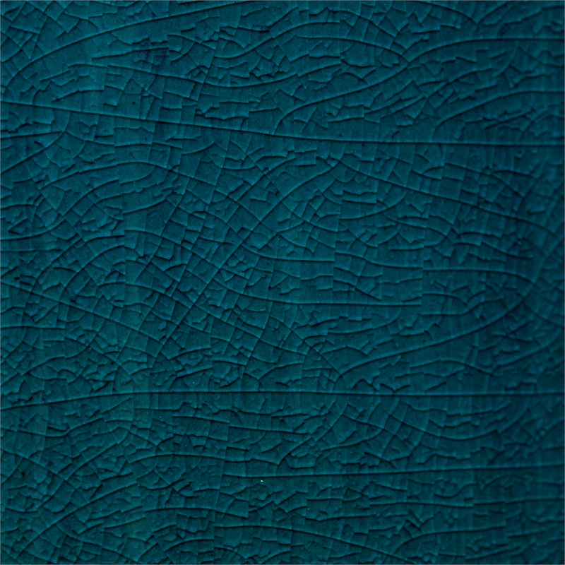 Maklaine Reactive-Glaze Ceramic Table Lamp With Raffia Shade in Blue
