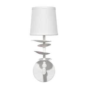 Maklaine Contemporary Textured Plaster and Linen Wall Sconce in White