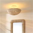 Maklaine Hand-Carved Mango Wood Beaded Semi-Flush Mount in Cream