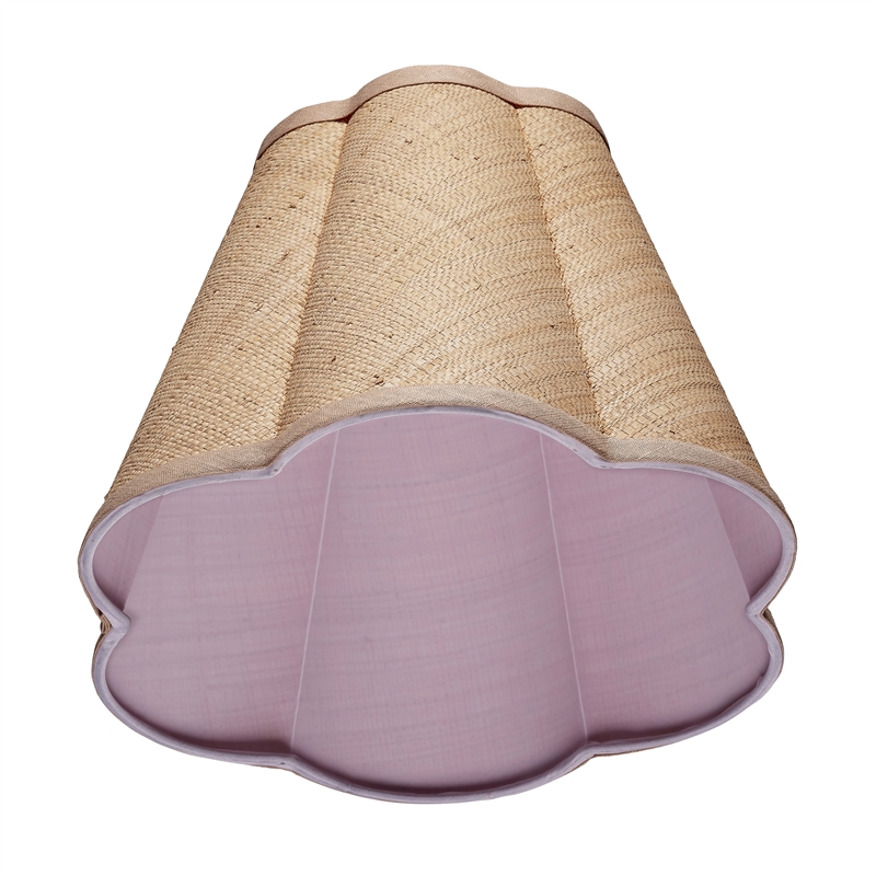 Maklaine Scalloped Natural Raffia Fabric Cone Lamp Shade in Natural