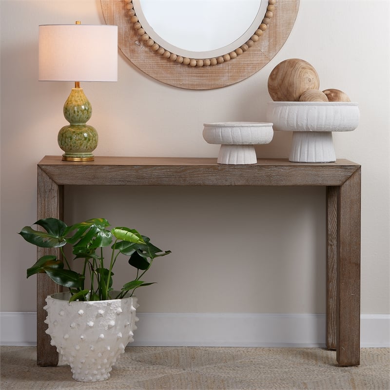 Maklaine Parsons-Style Side Table in Natural Pickled Oak Veneer