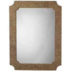 Maklaine Contemporary Twisted Sea Grass Round Coastal Mirror in Natural
