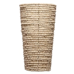 Maklaine Contemporary Mango Wood Beaded Cone Wall Sconce in Natural