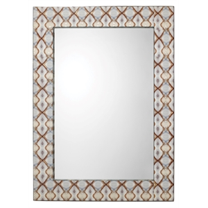 Maklaine Agate-Inspired Rectangle Wall Mirror in Blue and Gold Leaf