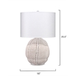 Maklaine Perforated Porcelain Table Lamp With Linen Shade in White