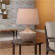 Maklaine Basketweave Ceramic Accent Table Lamp With Linen Shade in White