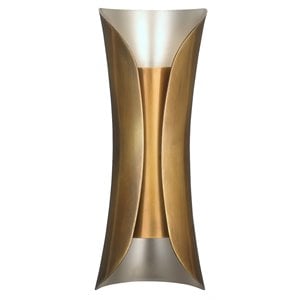 Maklaine Steel Metal Wall Sconce in Antique Brass and Silver