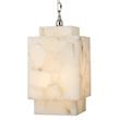 Maklaine Natural Alabaster Stone Cube Pendant Light in White