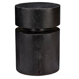 Maklaine Handcrafted Mango Wood Round Side Table in Charcoal