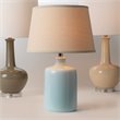 Maklaine Ceramic Jar Table Lamp With Tapered Linen Shade in Light Blue
