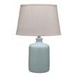 Maklaine Ceramic Jar Table Lamp With Tapered Linen Shade in Light Blue