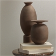 Maklaine Contemporary Textured Earthenware Decorative Vase in Brown