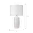 Maklaine Hand-Glazed Textured Ceramic Table Lamp With Linen Shade in White