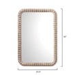 Maklaine Contemporary Round Wood Bead Wall Mirror in White Washed