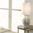 Maklaine Handblown Art Glass Table Lamp With Linen Shade in Blue