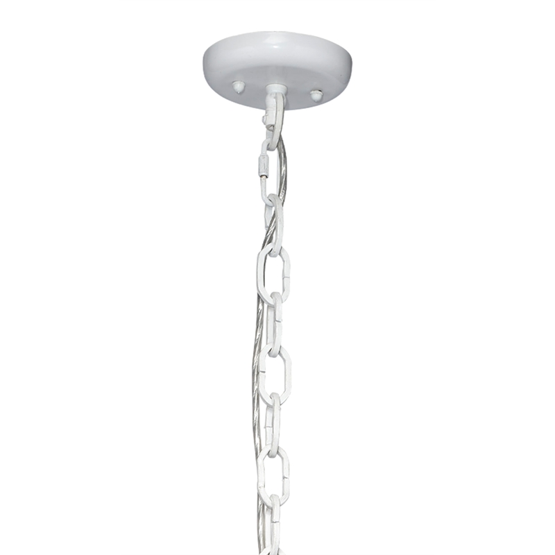 Maklaine Hand-Carved Mango Wood Beaded Pendant Light in White