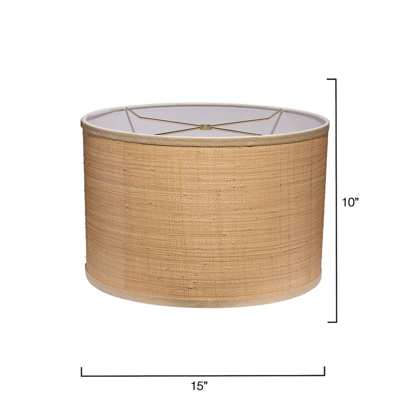 Maklaine Natural Raffia Drum Lamp Shade With Brass Harp in Medium