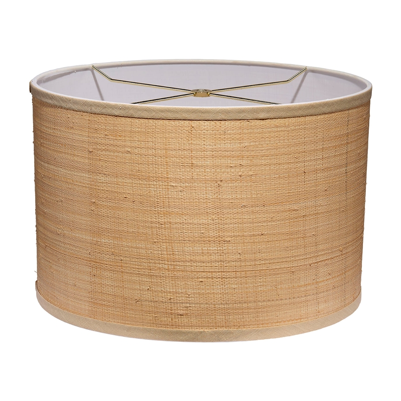 Maklaine Natural Raffia Drum Lamp Shade With Brass Harp in Medium