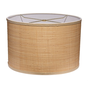 Maklaine Natural Raffia Drum Lamp Shade With Brass Harp in Medium