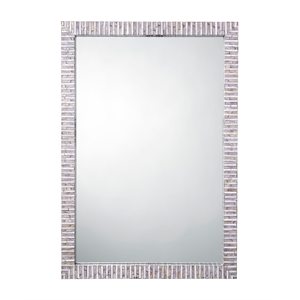 Maklaine Handcrafted Mother of Pearl Rectangle Wall Mirror in Gray