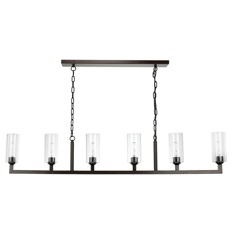Maklaine 6-Light Steel and Glass Chandelier in Oil Rubbed Bronze