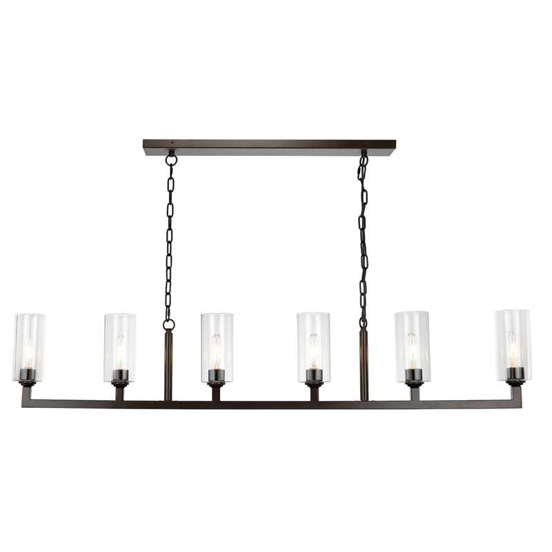 Maklaine 6-Light Steel and Glass Chandelier in Oil Rubbed Bronze