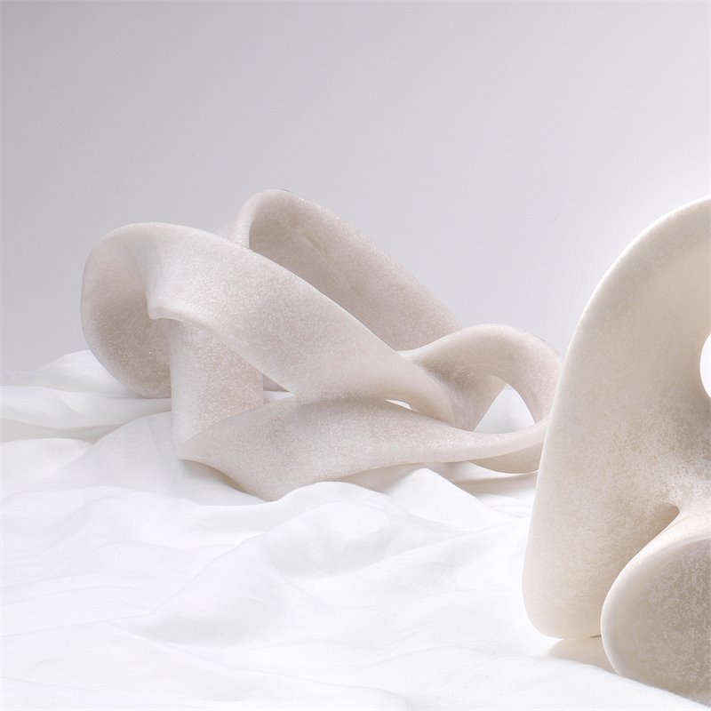 Maklaine Handcrafted Polyresin Sculptural Table Object in White