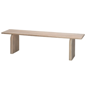 Maklaine Contemporary Hand-Carved Mango Wood Bench With End Caps
