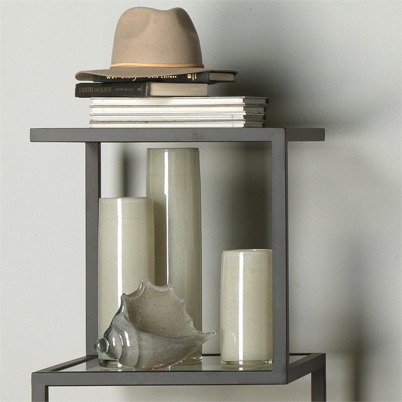 Maklaine Hand-Blown Glass Cylinder Vases in Warm Gray Set of 3
