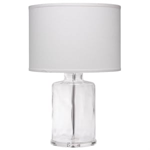 Maklaine Hammered Glass Table Lamp With Linen Shade in Clear