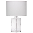 Maklaine Hammered Glass Table Lamp With Linen Shade in Clear