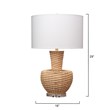 Maklaine Handwoven Rattan Table Lamp With Linen Shade and Acrylic Base